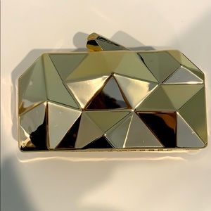 Designer geometric clutch - gold